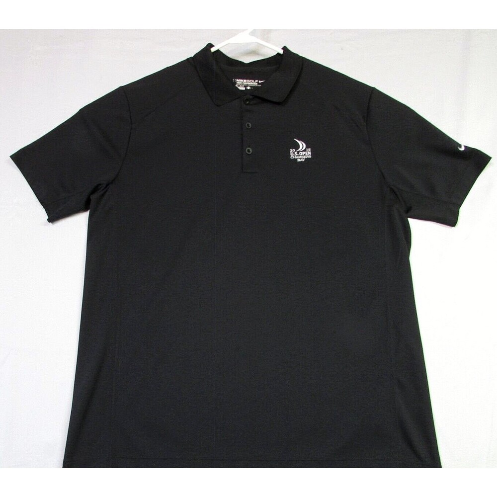Nike Golf Tour Performance Dri Fit Men's Polo L Black 2015 US Open Chambers Bay